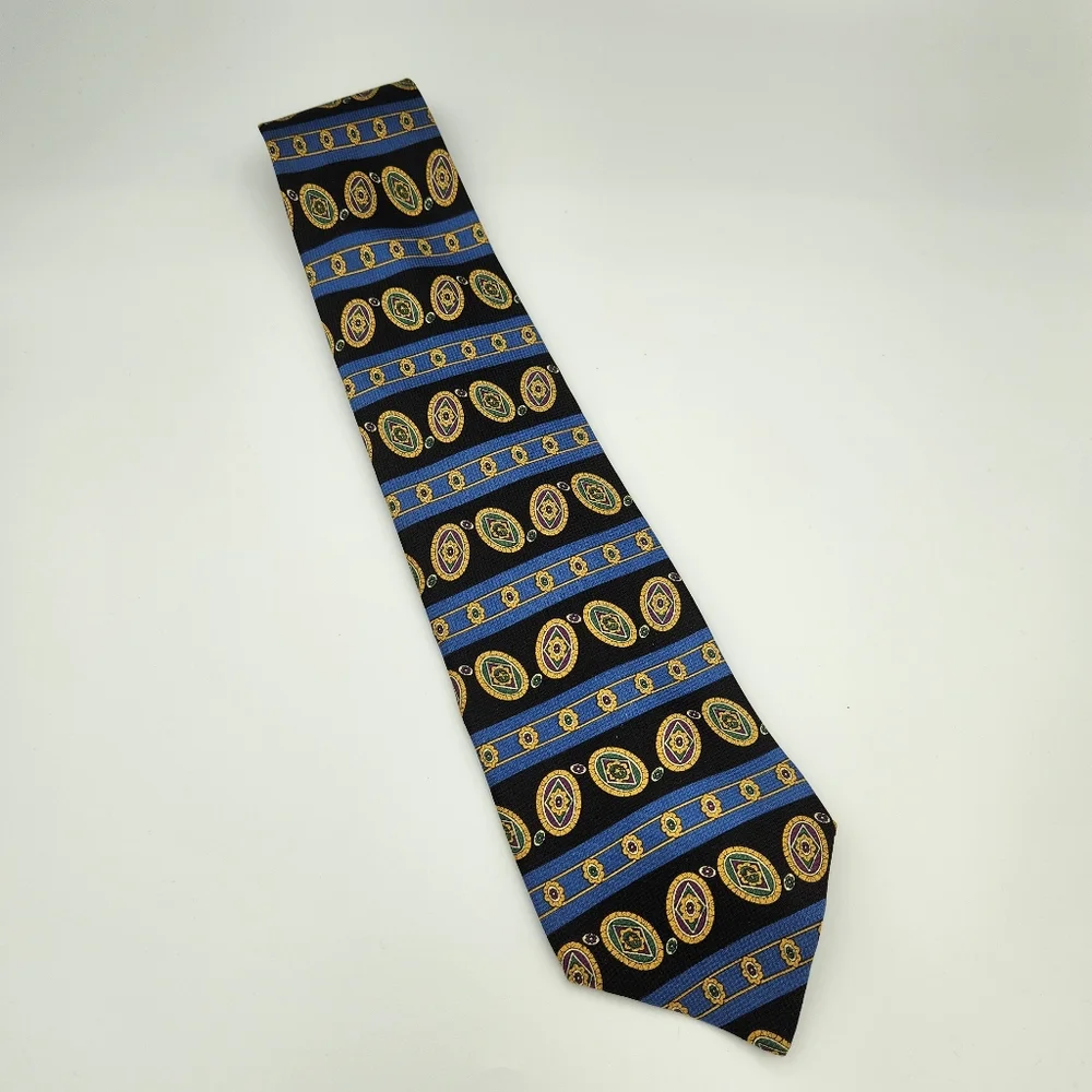 Vintage Tommy Hilfiger Tie Medallion Blue Green Gold